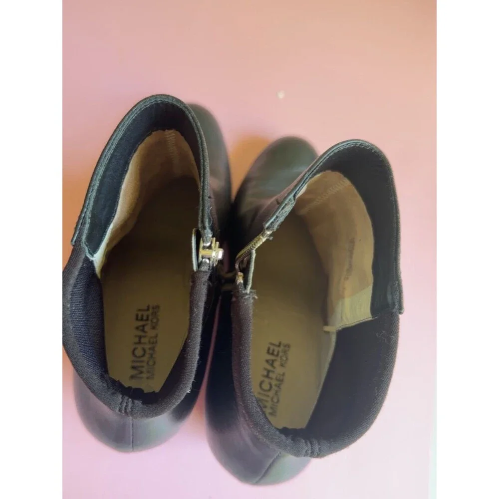 MICHAEL Michael Kors Black Leather Ankle Booties with Side Zip